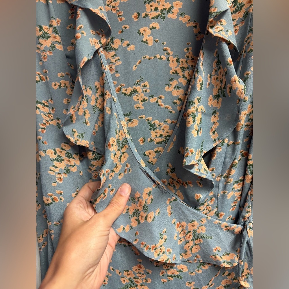 Free People Floral Wrap Mini Dress W/ Ruffles Size Small - Picture 2 of 5